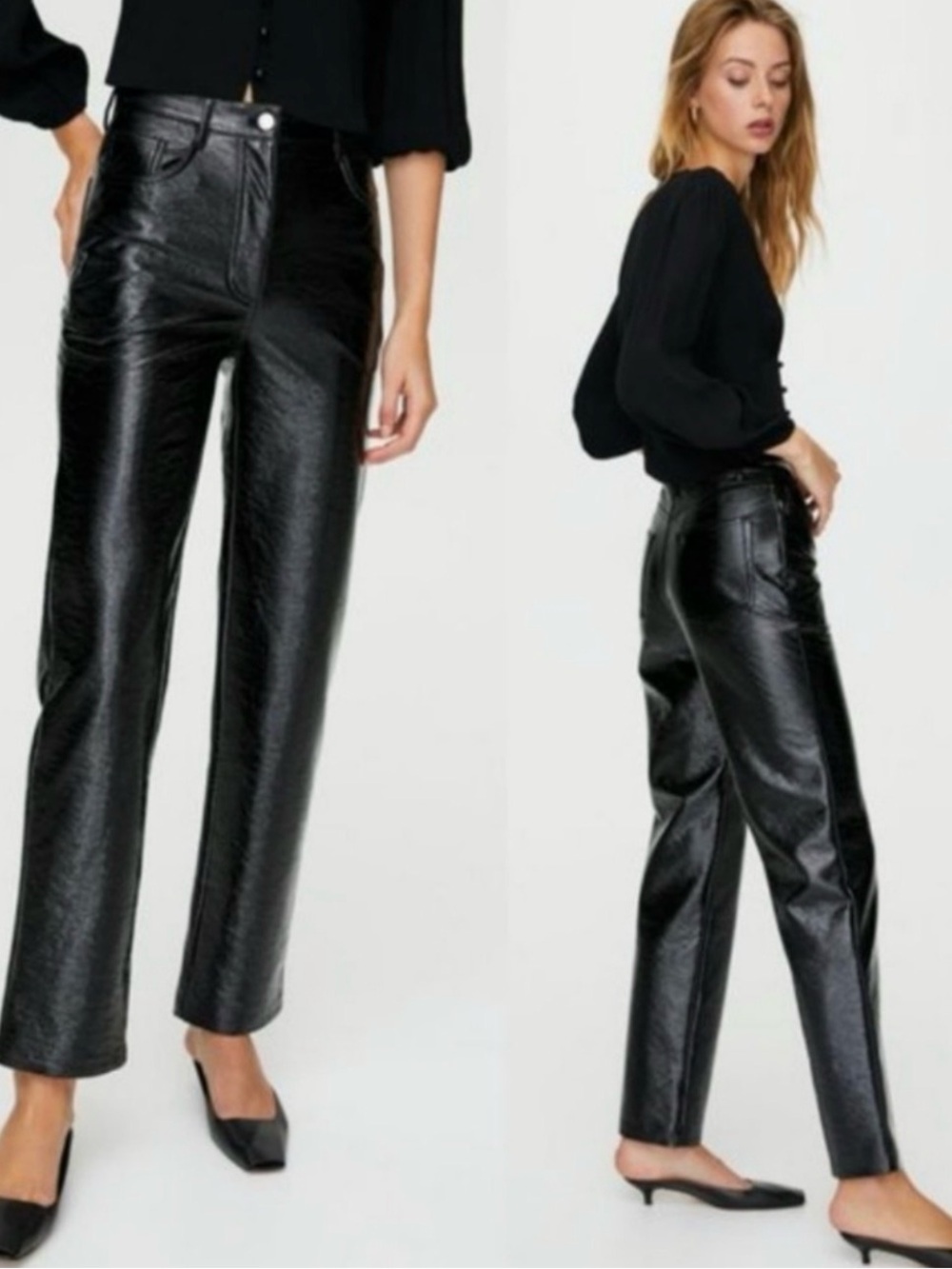 Aritzia Wilfred Melina Vegan Leather High Waist Pants 00 Black